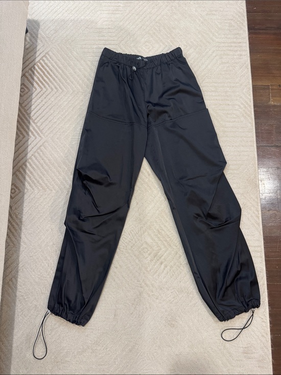 Zara Pants - zara satin Black Drawstring Jogger Pants size xs worn once